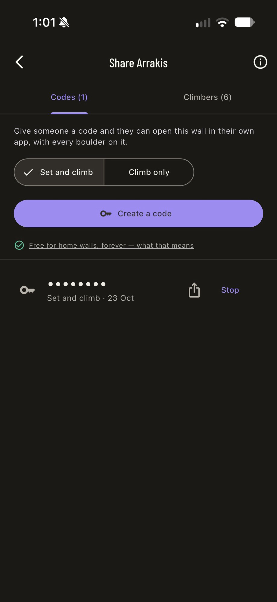 Sharing a wall: invite codes to set and climb, or climb only